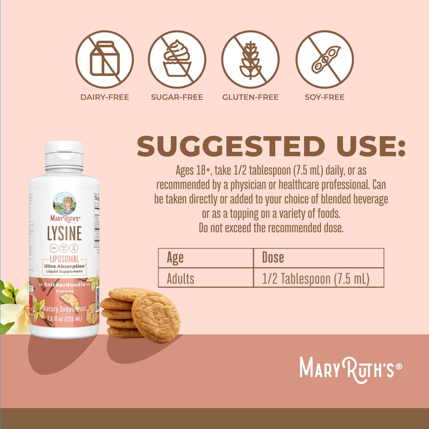 Vegan Lysine Supplement by MaryRuth's | Ultra Absorption | Lysine 500mg | Collagen Formation Support | Immune Support Supplement | Health & Wellness | Non GMO | Gluten Free | 30 Servings