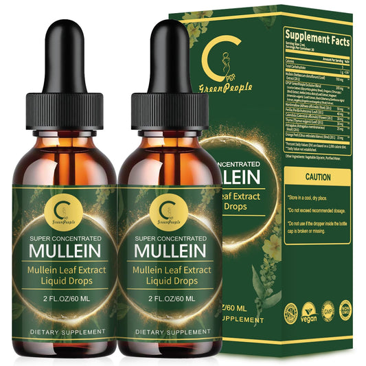 (2 Pack) Mullein Drops for Lungs - High Potency Mullein Leaf Extract for Lung Cleanse, Support for Respiratory, Immune, Digestive System, Natural Mullein Liquid Tincture, Non-GMO, 4 FL OZ