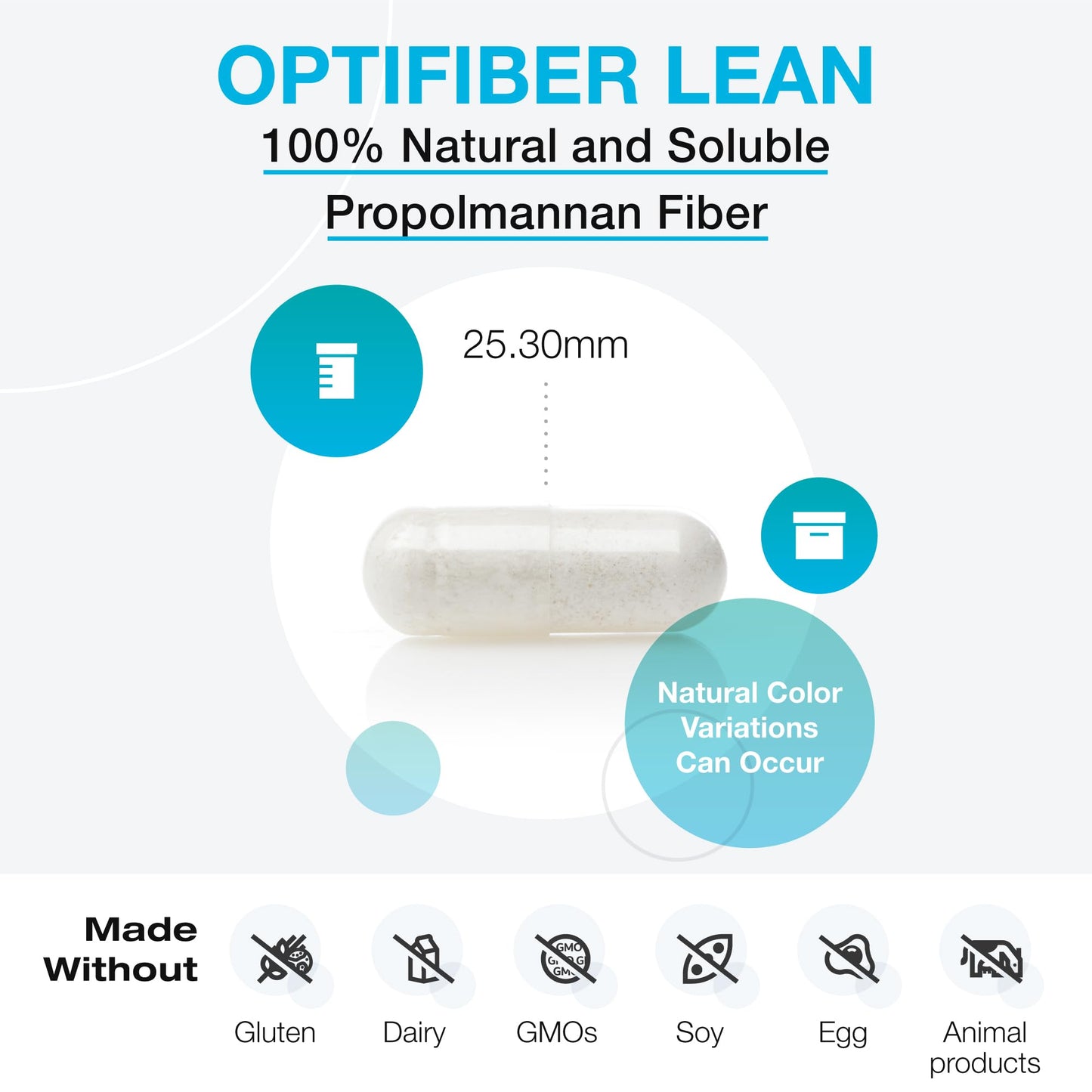 XYMOGEN OptiFiber Lean, Daily Fiber Supplement Pills - 100% Natural Soluble Propolmannan Dietary Fiber - Support Digestion, Satiety & Regularity - Serves as a Prebiotic (120 Capsules)