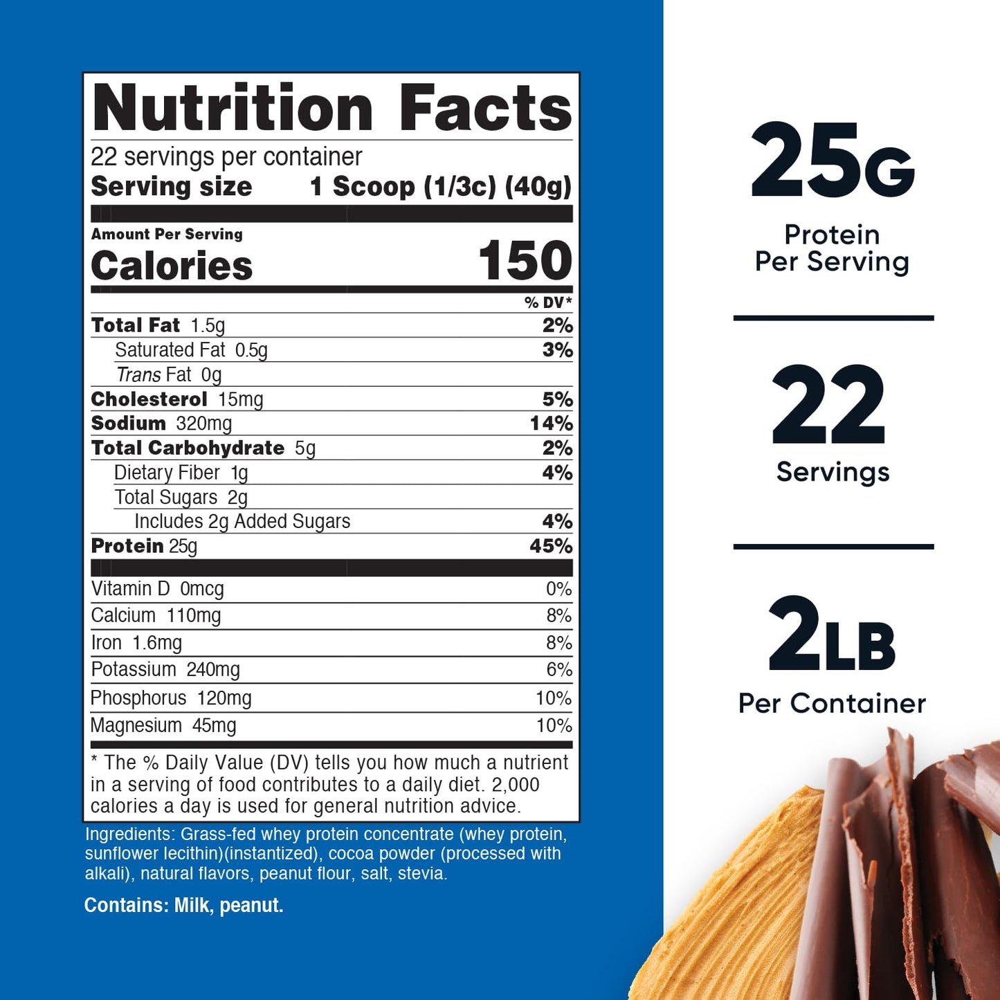 Nutricost Grass-Fed Whey Protein Concentrate (Chocolate Peanut Butter) 2LBS - Post Workout Powder Supplement, Non-GMO