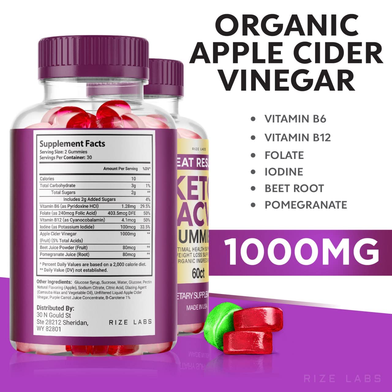 rize labs - Great Results Keto ACV Gummies, Advanced Apple Cider Vinegar Gummies (300 Gummies) (Pack of 5)