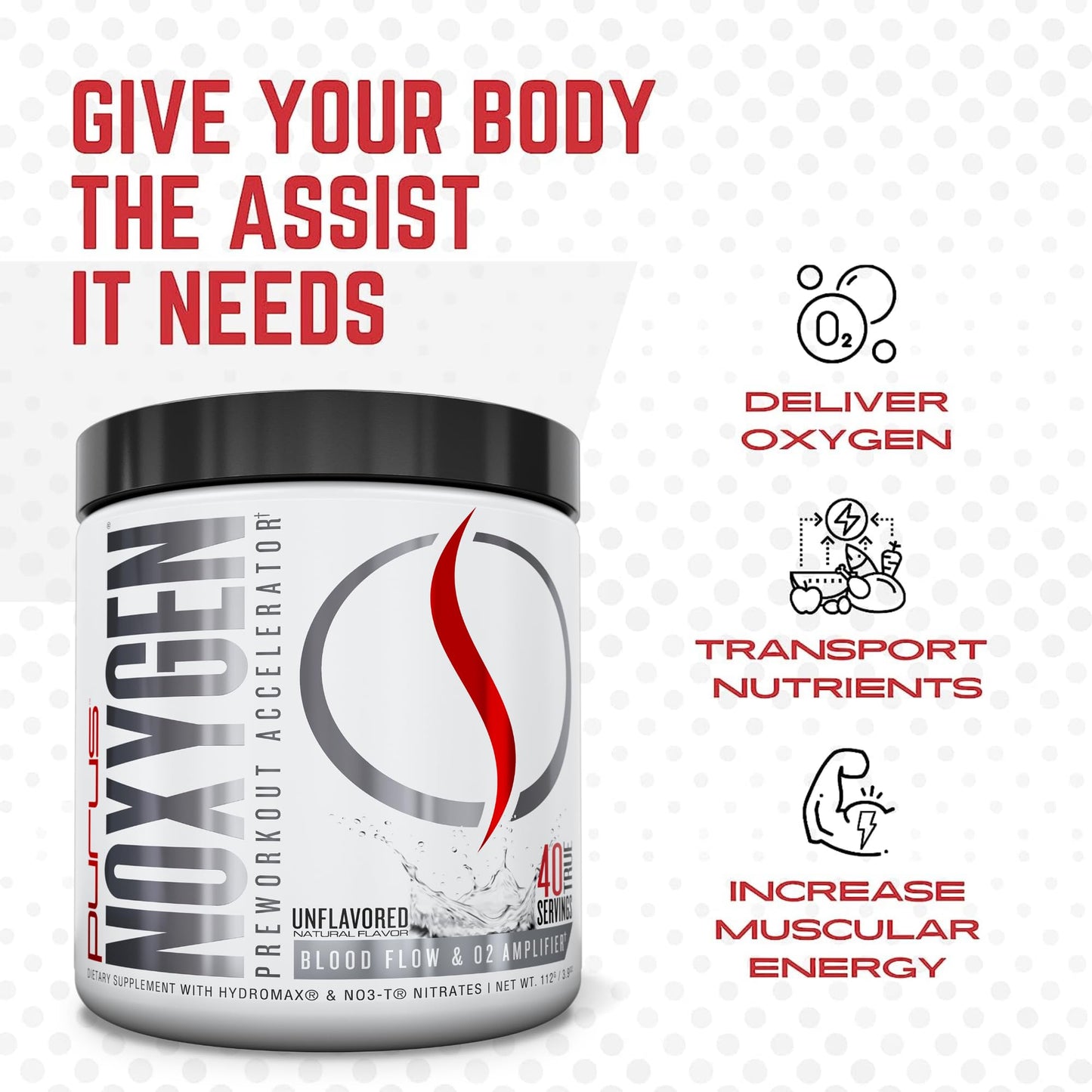 Purus Labs NOXYGEN Powder, 40 Servings (Unflavored)