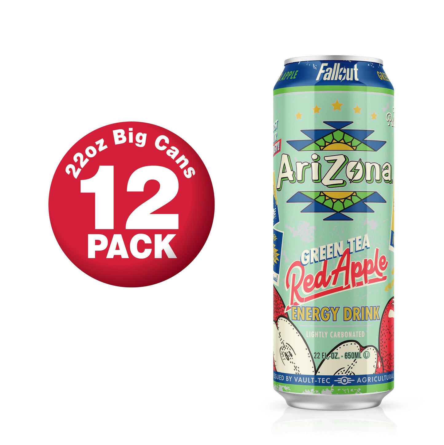 AriZona x Fallout Red Apple Green Tea Energy Drink  234mg Natural Caffeine per Can