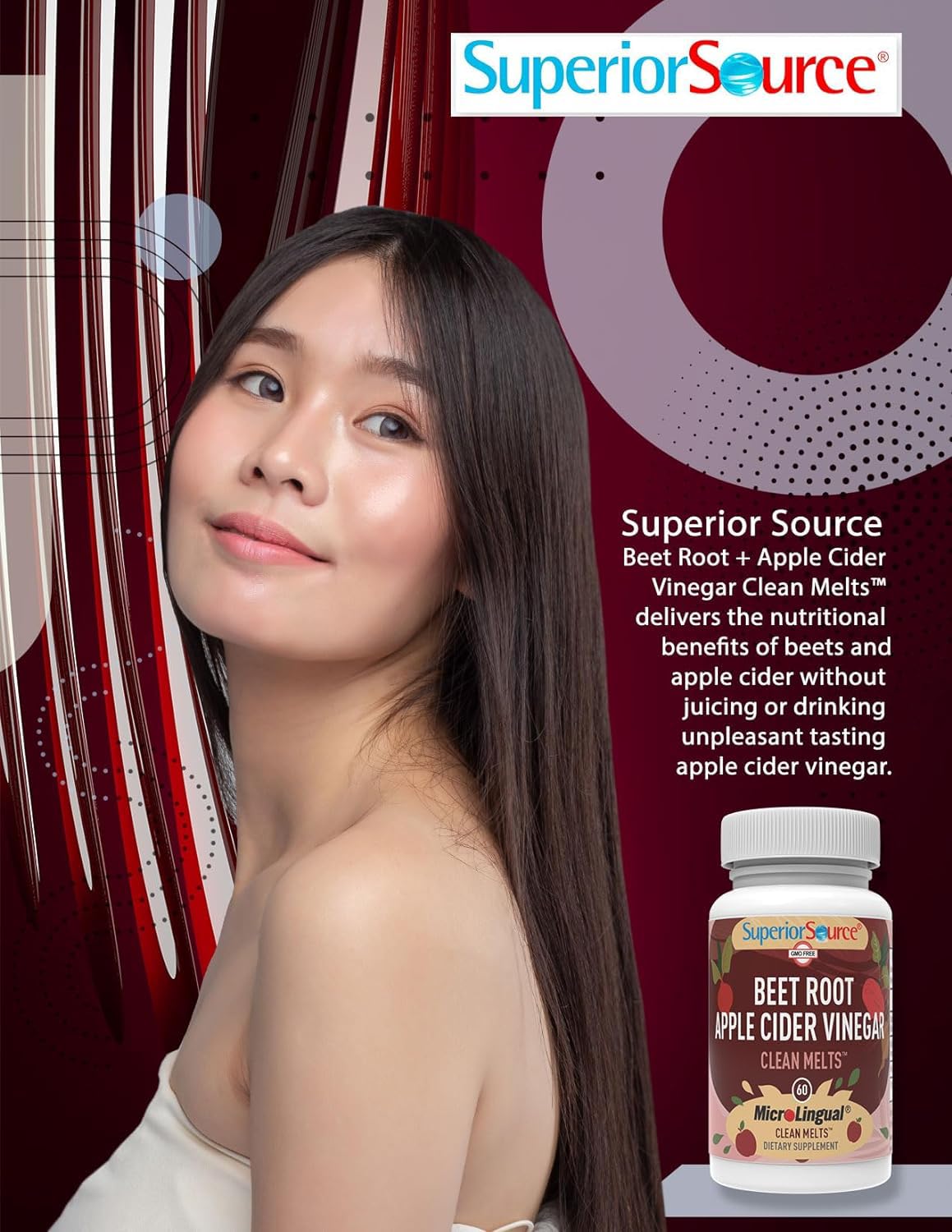 Superior Source Beet Root & Apple Cider Vinegar Clean Melts - Premium Energy Supplement & Nitric Oxide Booster - Organic, Non-GMO & Preservative-Free - 60 MicroLingual Tablets