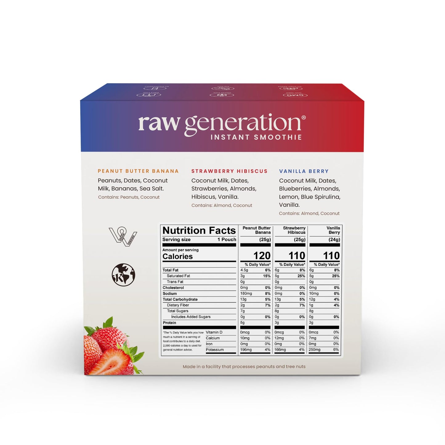 Raw Generation Instant Smoothie Detox Gut Cleanse | Healthy Weight Management | 100% Raw Natural Juice - No Added Sugar | Convenient On-the-Go | 3-Day Juice Cleanse | 18 Superfood Drink Powder Packets