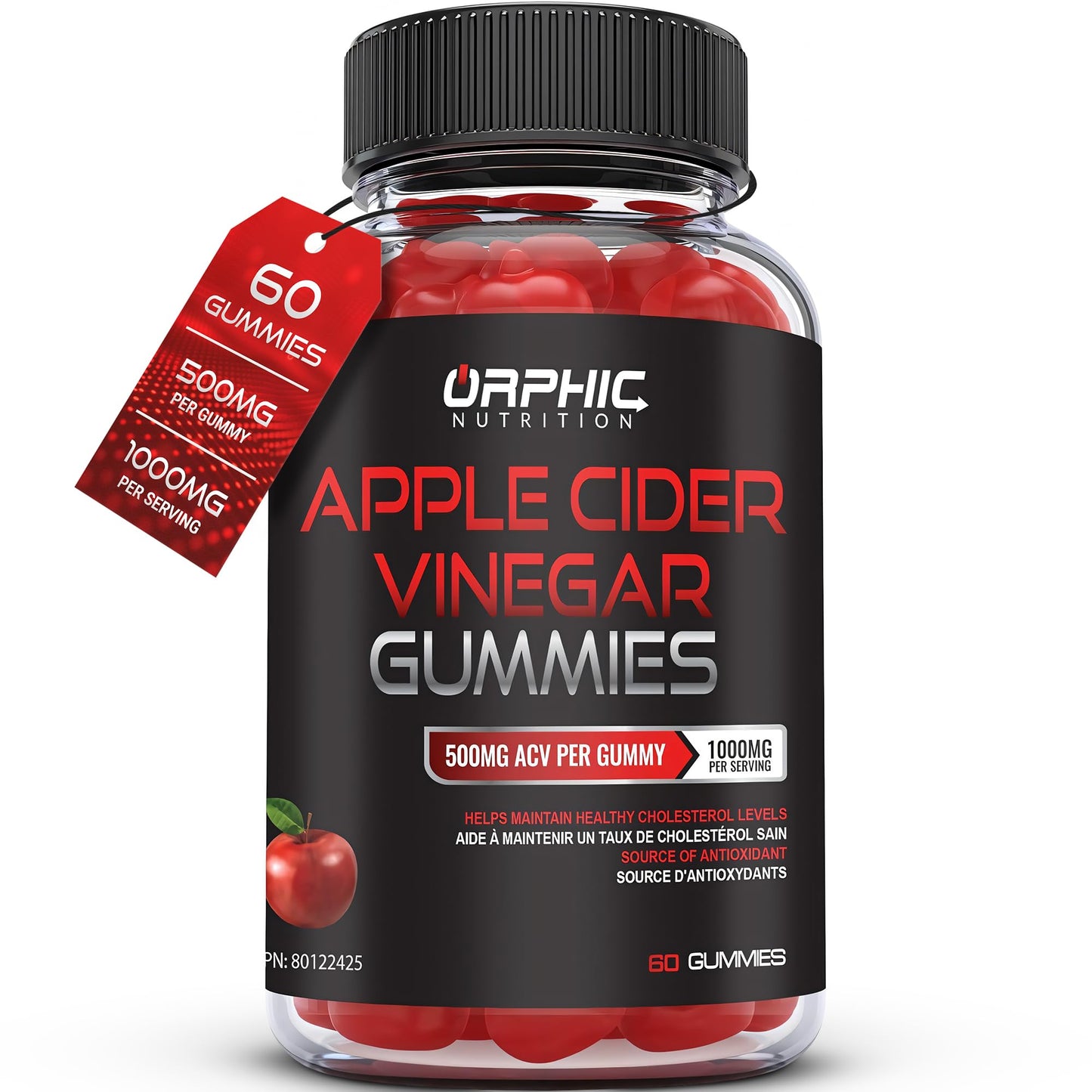 Apple Cider Vinegar Gummies - 1000mg - Formulated to Support Normal Energy Levels & Gut Health - Supports Digestion, Detox & Cleansing - ACV Gummies W/VIT B12, Beetroot (60 Count)