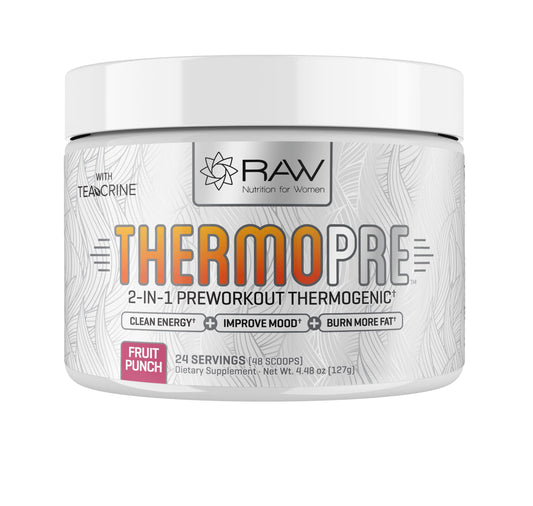 RAW Synergies Pre Workout Thermogenic Fat Burner Powder for Women and Men, Energy & Weight Loss Supplement - Focus & Metabolism Booster Drink - No Artificial Sweeteners, Fruit Punch, 24SV