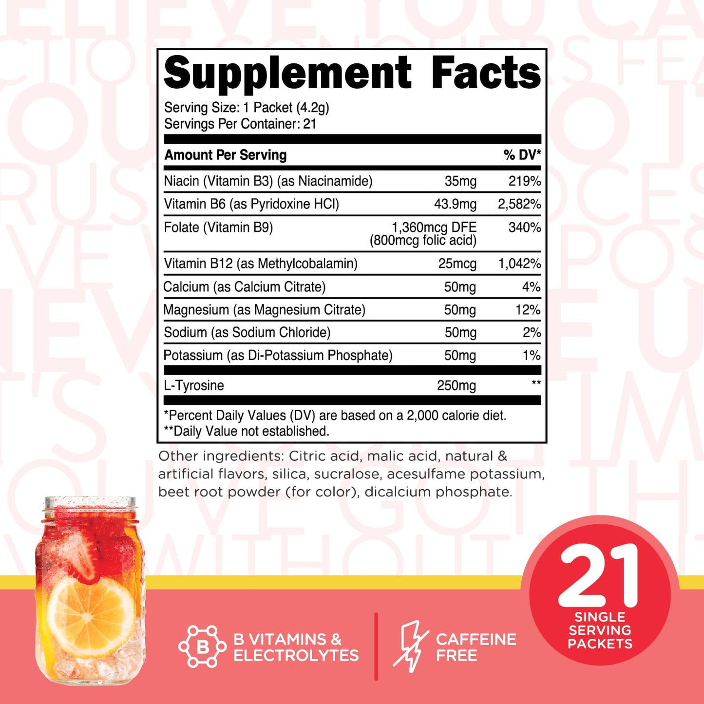 TransformHQ Hydration Drink Mix (21 Single-Serving Packets, Strawberry Lemonade) - Hydration Supplement Blend with Vitamins and Electrolytes
