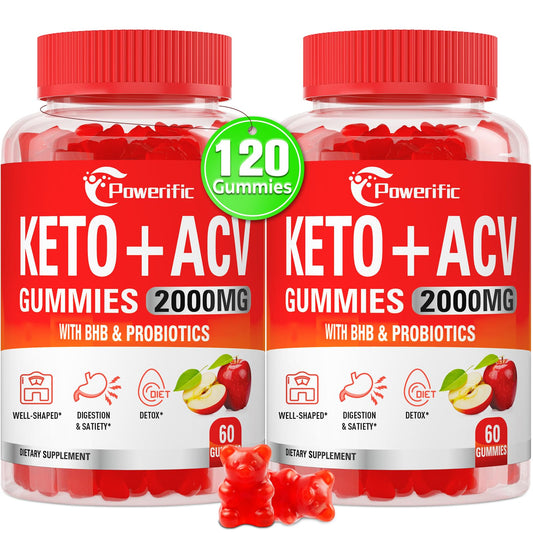 Keto ACV Gummies Apple Cider Vinegar Gummies with Mother, Max Strength Advanced 2000mg with Probiotics & Vitamin B12, for Digestion, Metabolism, Cleanse & Detox Diet (2 Packs)