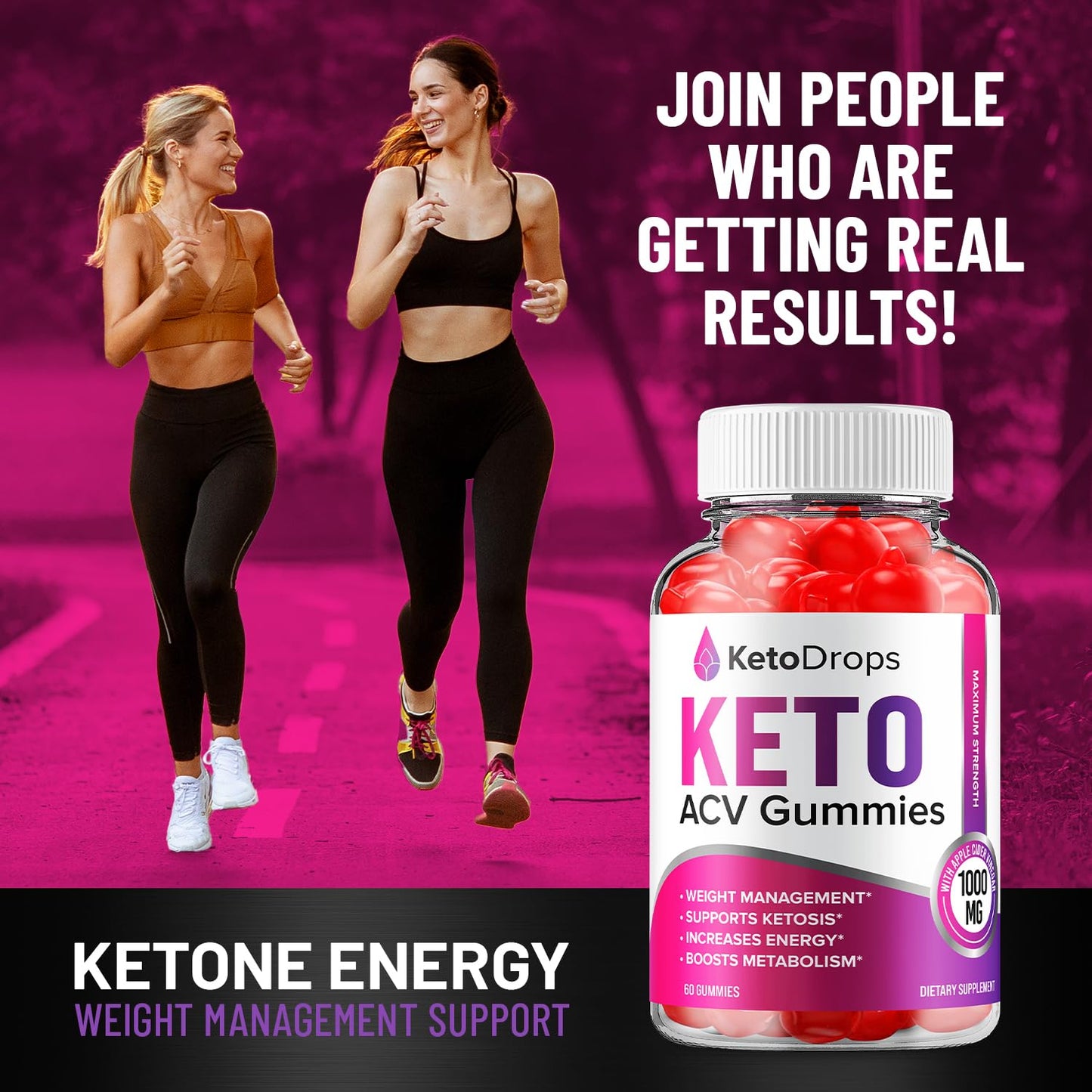 Keto Drops ACV Gummies - Advanced Formula Drops Keto Plus ACV Gummies Apple Cider Vinegar, Weight Management, ACV Dietary Supplement Men Women (60 Gummies)