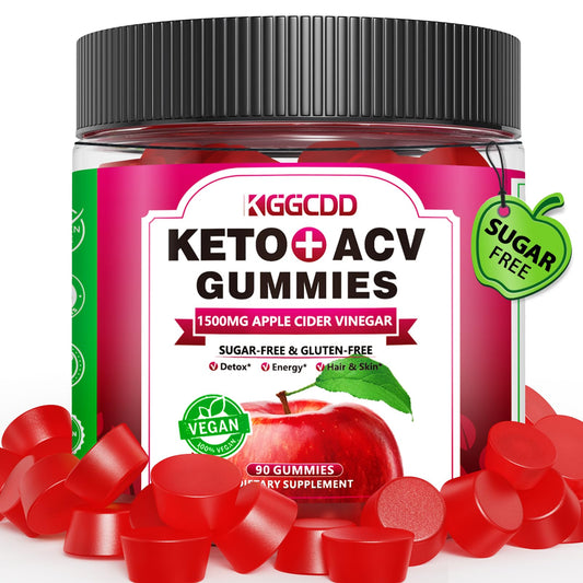 KGGCDD 90 Count Sugar Free Keto ACV Gummies with B6 & B12-90 Count Sugar Free Keto ACV Gummies with 1500MG Apple Cider Vinegar, Sugar Free & Gluten Free