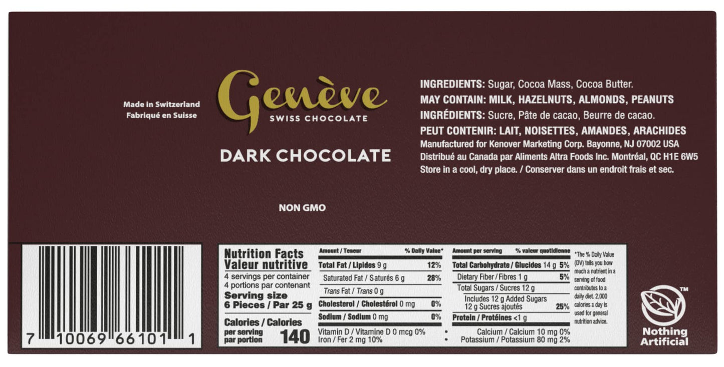 Geneve Real Swiss Vegan Dark Chocolate Drama 35oz 3 Pack  Dairy Free  Rich  Creamy  For Desserts Coffe Baking Icing etc  Kosher Including Passover