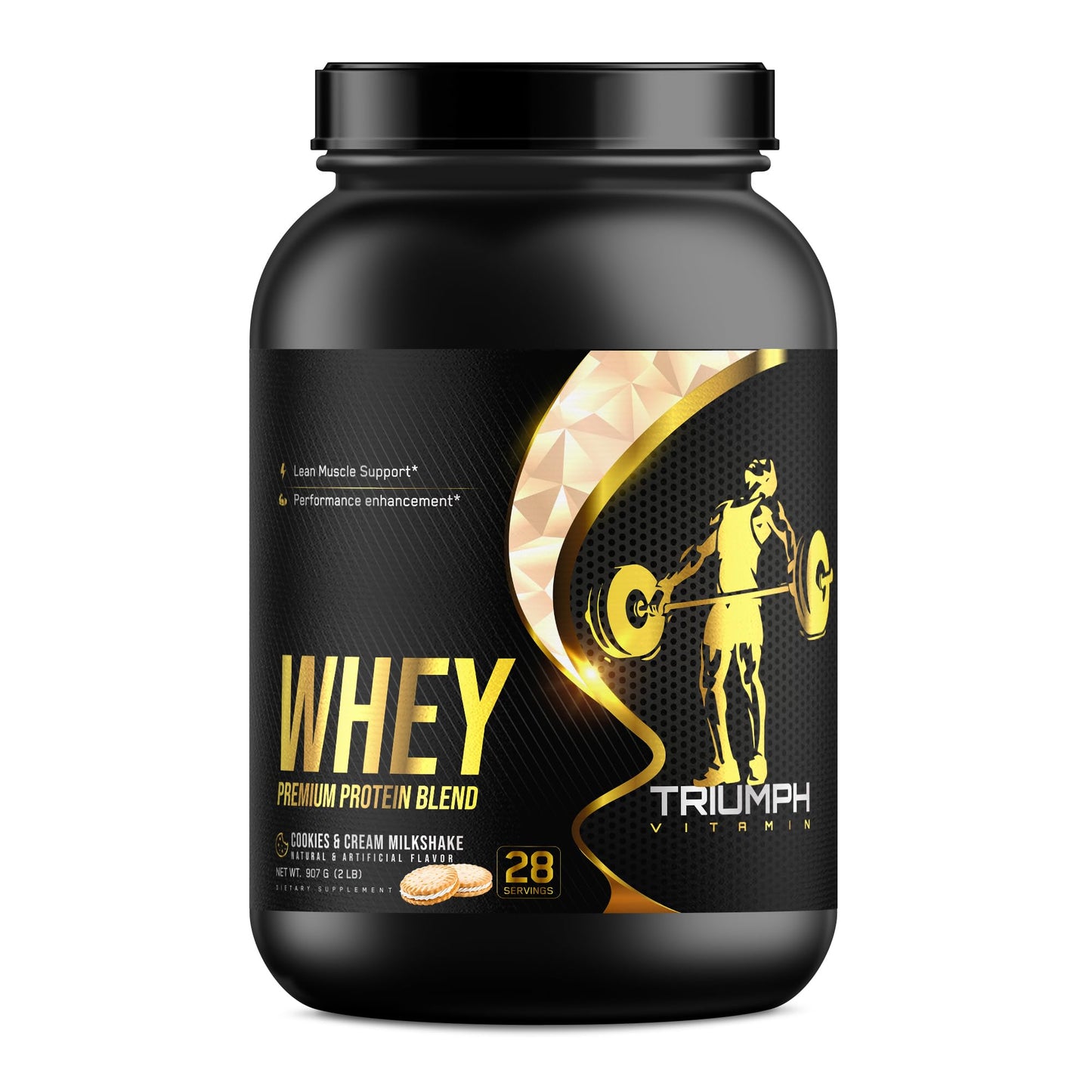 TRIUMPH VITAMIN Whey Premium Protein Blend, Cookies & Cream Milkshake Flavor, 28 Servings, 5 lbs