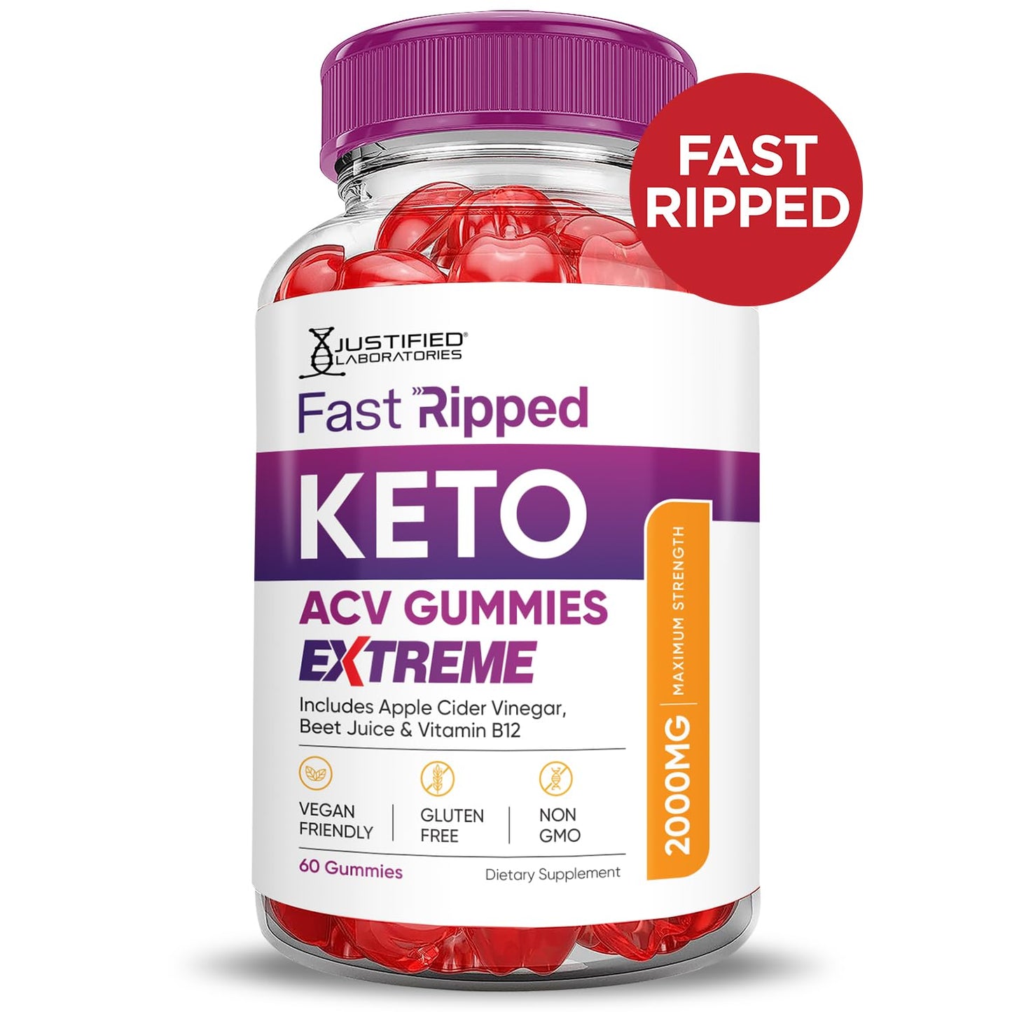 Fast Ripped Keto ACV Gummies Extreme 2000MG Fast Ripped Keto Gummies Apple Cider Vinegar Formulated with Pomegranate Beet Juice Powder B12 Vegan Non GMO 60 Gummys