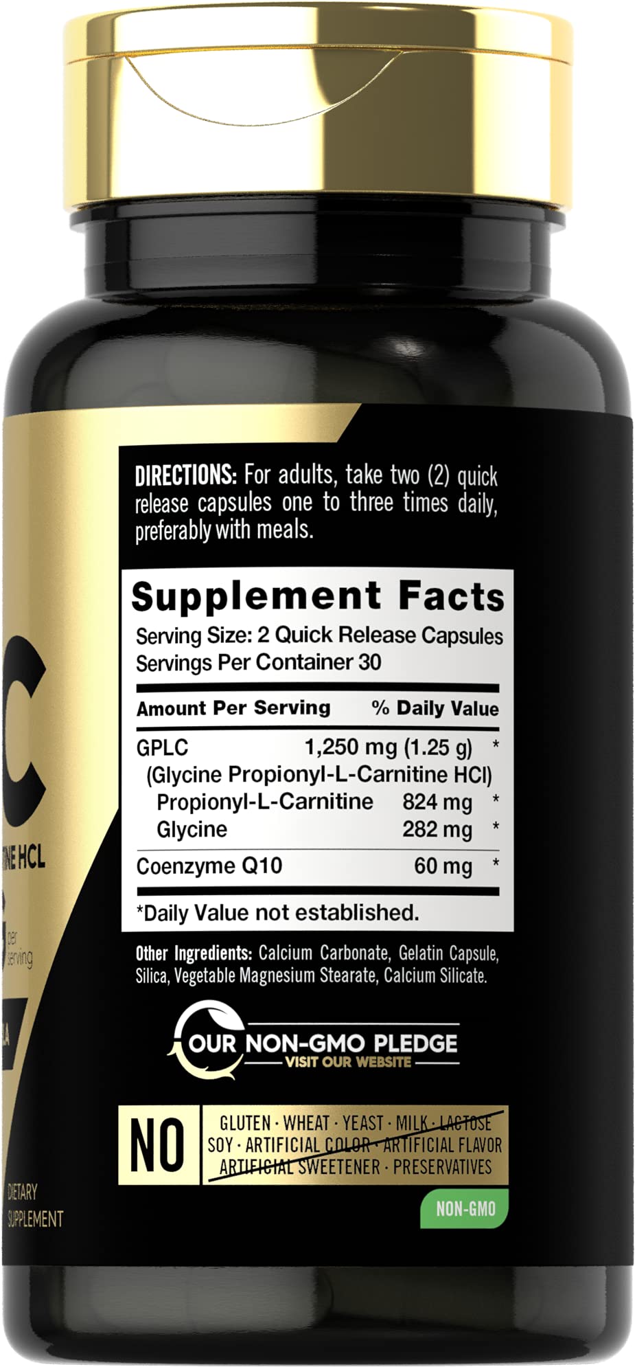 Carlyle GPLC Glycine Propionyl-L-Carnitine HCL Supplement | 1250mg | 60 Capsules | Advanced Athlete Formula | Non-GMO, Gluten Free