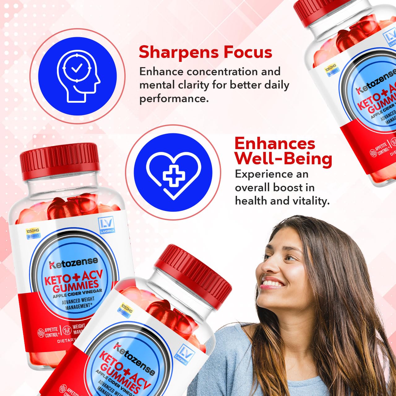 LIVORKA (3 Pack) Ketozense - KetozeneACV Gummies, Ketozense Gummies, KetozenseGummies, Ketozense ACV, Ketozense ACV 180 Gummies for 3 Months