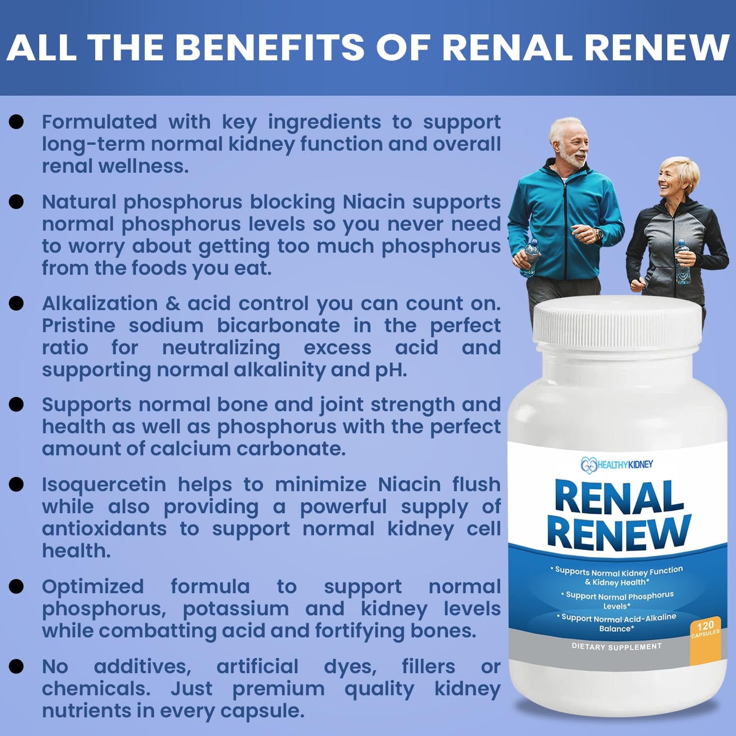 Renal Renew: Advanced Kidney Cleanse Detox & Repair Kidney Support Supplement. Breakthrough Smart Kidney Supplement Rejuvenates Kidney Health 120 Caps