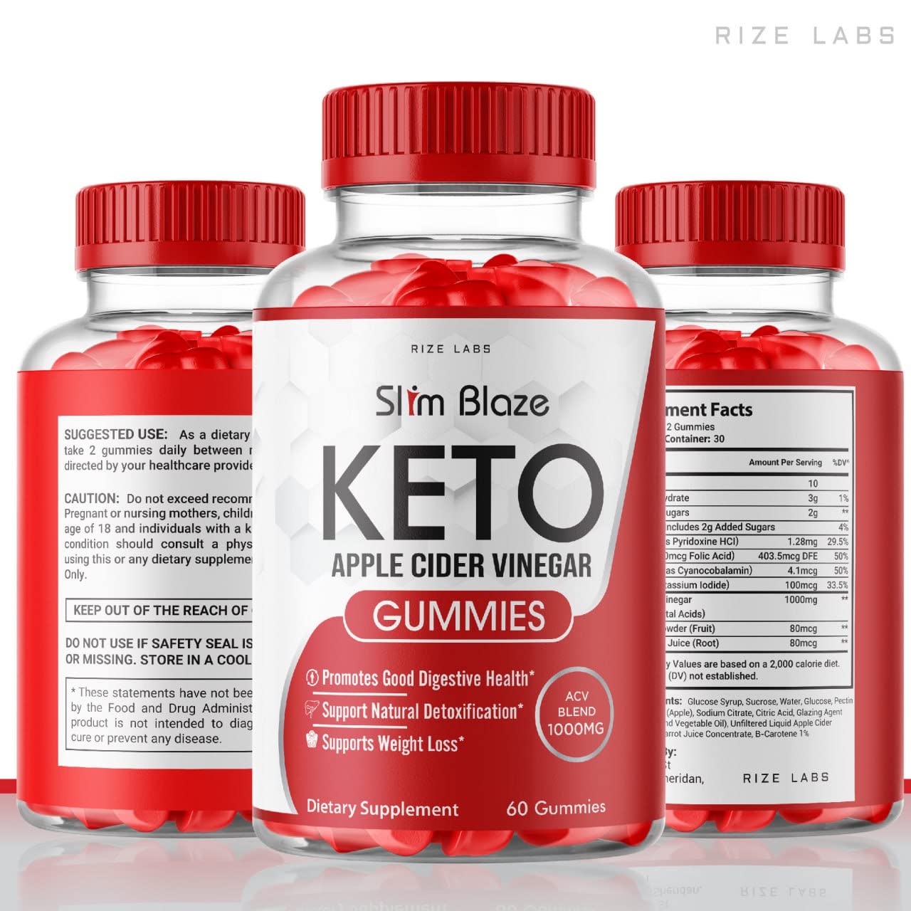 rize labs - Slim Blaze Keto (ACV) Apple Cider Vinegar Gummies (120 Gummies) (Pack of 2)