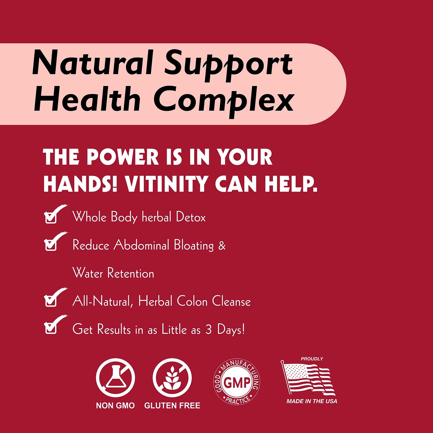 VITINITY 3 Day Detox - Natural Whole Body Detox Pills - Colon Cleanse for Digestive Health - Herbal Supplement for Weight, Bloating, & Constipation Relief - Apple Cider Vinegar & Cayenne Pepper (1)