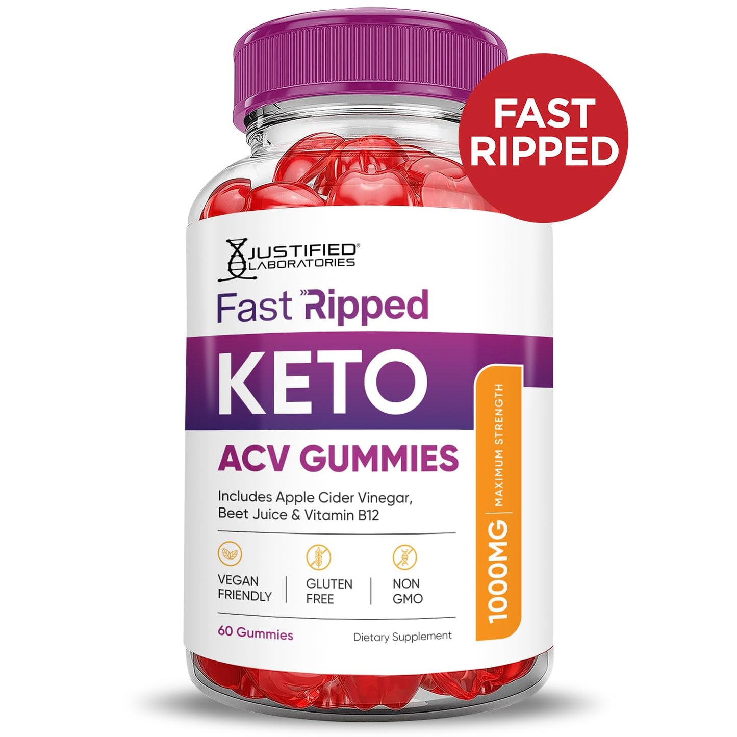 (5 Pack) Fast Ripped Keto ACV Gummies Advanced Formula 1000MG Fast Ripped Keto Gummies Apple Cider Vinegar Formulated with Pomegranate Beet Juice Powder B12 Vegan Non GMO 300 Gummys