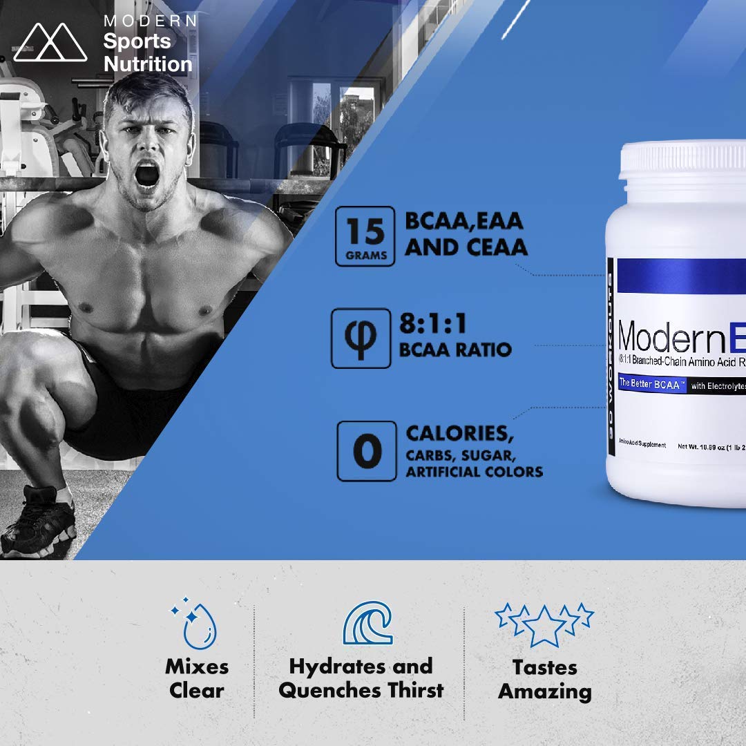 Modern BCAA+ Essential Amino Acid (EAA) Branched Chain Amino Acid (BCAA) Muscle Recovery Supplement Powder Drink Mix, Peach Tea - 30 Servings