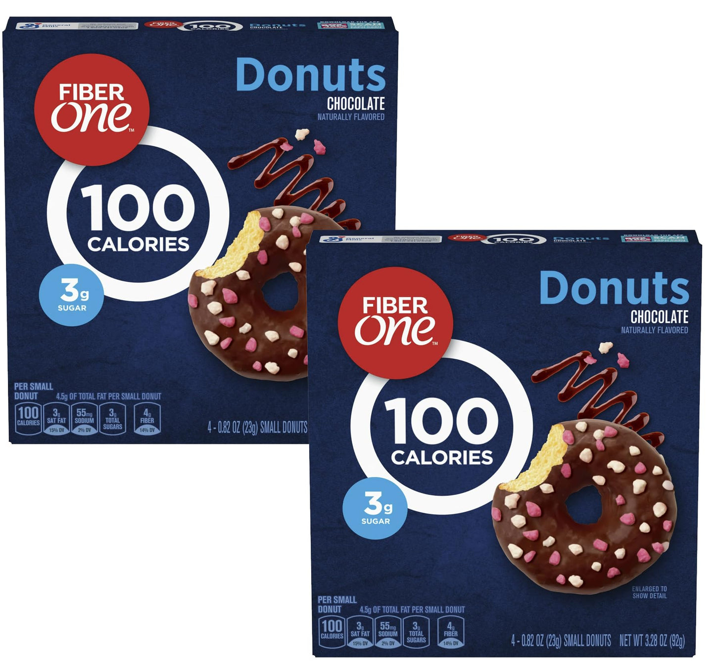 Generic Chocolate Fiber One 100 Calorie Donuts Snack Treat 3g Sugar 4 Count 328 oz 2 Pack Simplycomplete Bundle  Snacking Kids Gym Hiking School Office or Gifts  Friends Family