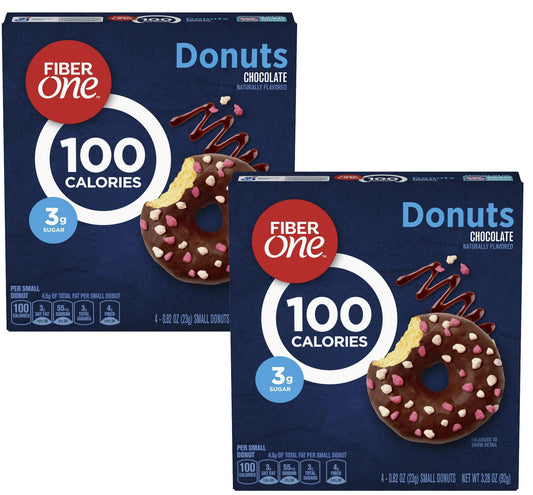 Generic Chocolate Fiber One 100 Calorie Donuts Snack Treat 3g Sugar 4 Count 328 oz 2 Pack Simplycomplete Bundle  Snacking Kids Gym Hiking School Office or Gifts  Friends Family