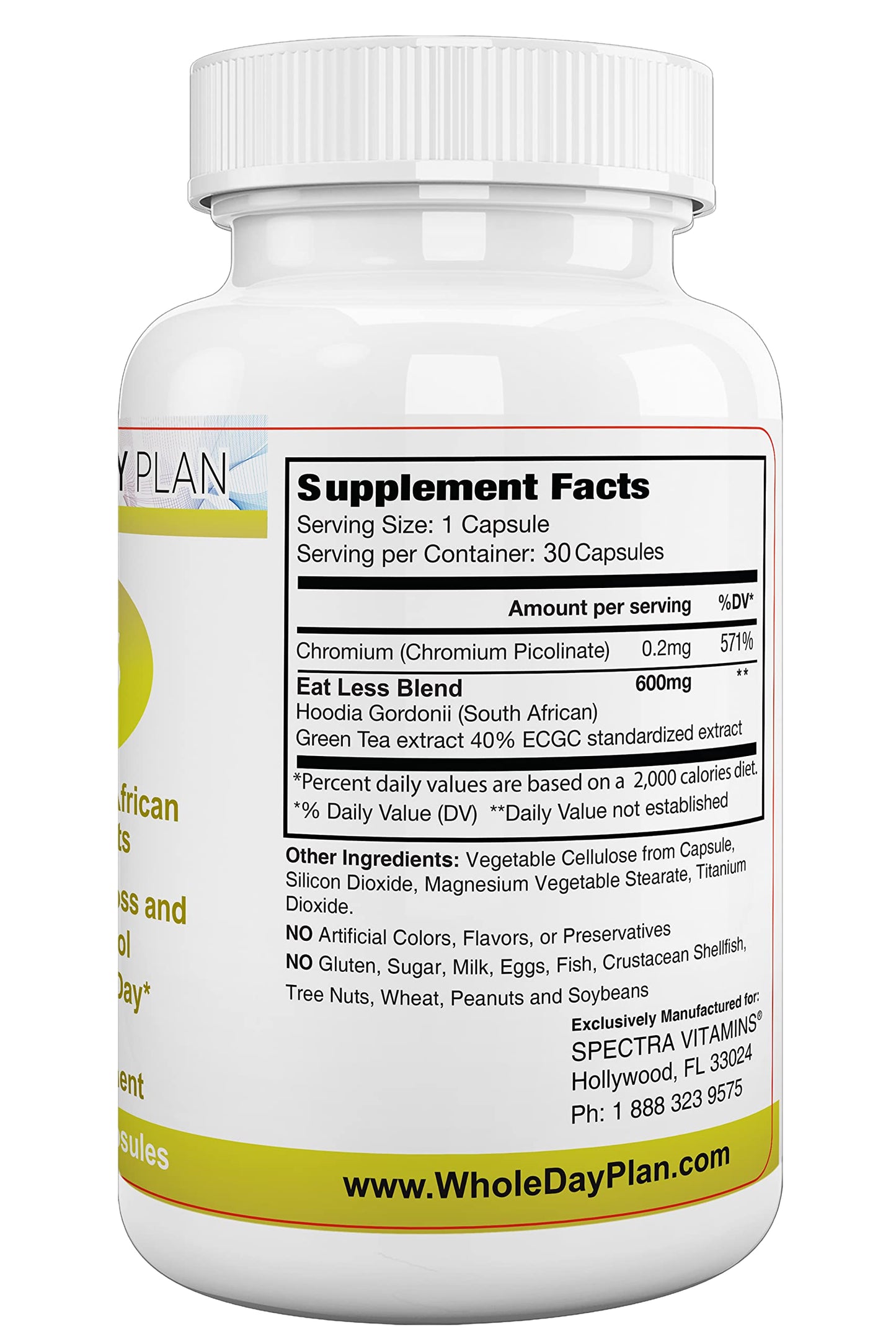The WHOLE DAY Plan EAT LESS - Weight Loss Pills for Women and Men That Works Fast - Appetite Suppressant Fat Burning Supplements, 30 capsules, Made in USA