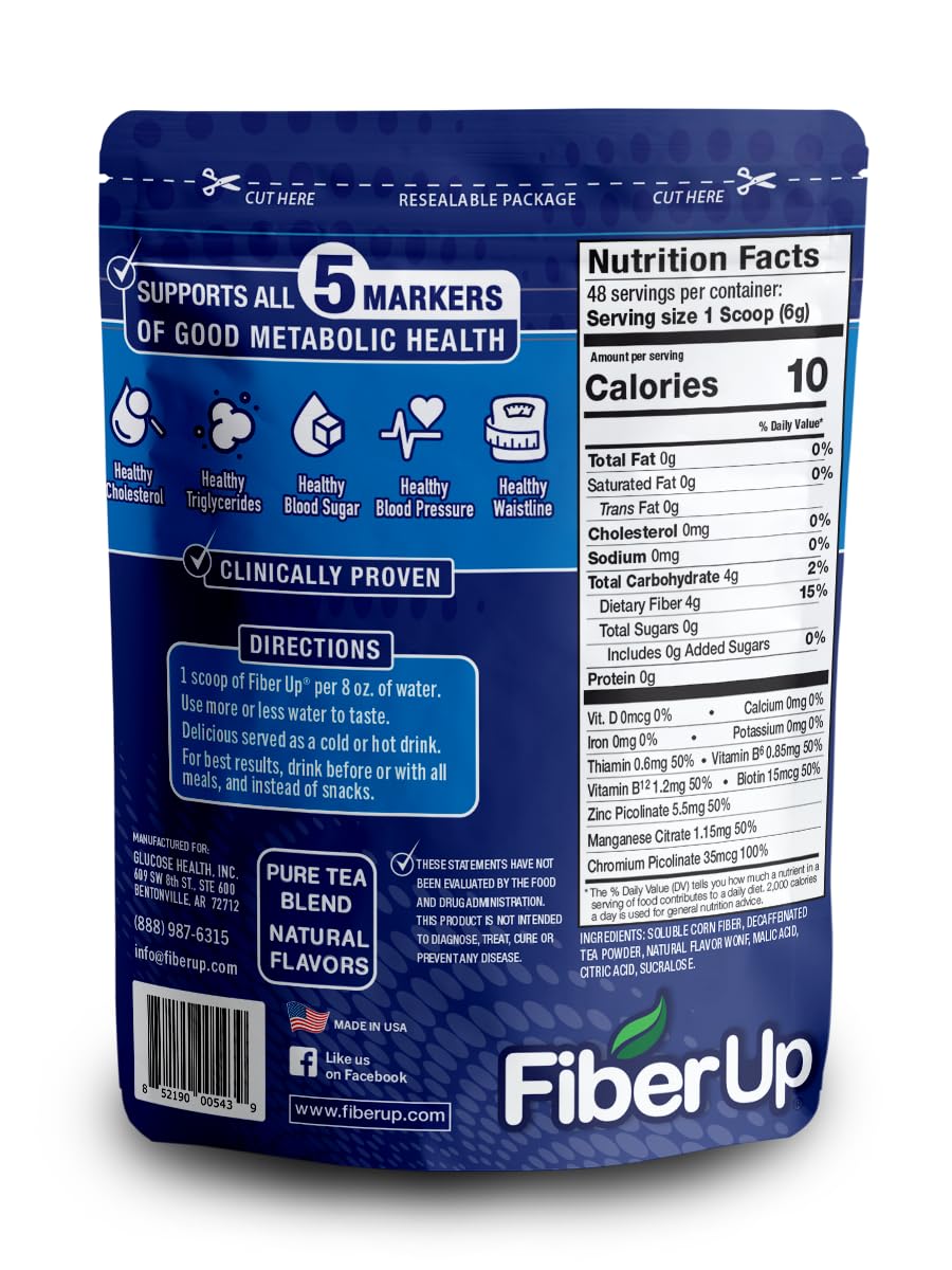 FIBER UP Delicious, Prebiotic Soluble Fiber Supplement, Very Berry Tea, 48 Servings.