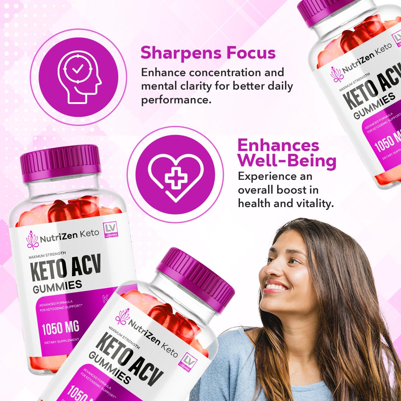 1 Pack - Nutrizen Keto ACV Gummies - Nutrizen ACV Keto Gummy 1050 MG, Nutrizen Keto ACV Gummies Advanced, Nutrizen Keto Gummies, Nutrizen 60 Gummies for 1 Month