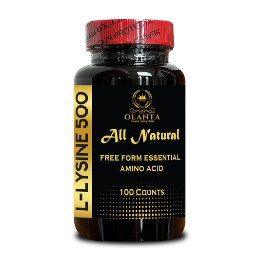 OLANTA TRADE SOLUTION L-LYSINE 500 Amino Acid - Support Collagen Production, Gluten Free, Non-GMO, 500mg Per Capsule, Amino Acid Supplement to Support Synthesis of Collagen - 1 Bottle 100 Counts