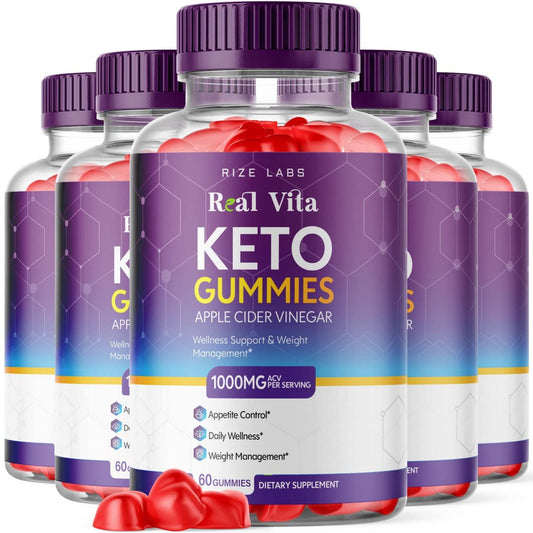 rize labs - Real Vita Keto ACV Gummies for Weight Loss Management Support - Advanced Formula - Apple Cider Vinegar Gummy (300 Gummies) (Pack of 5)