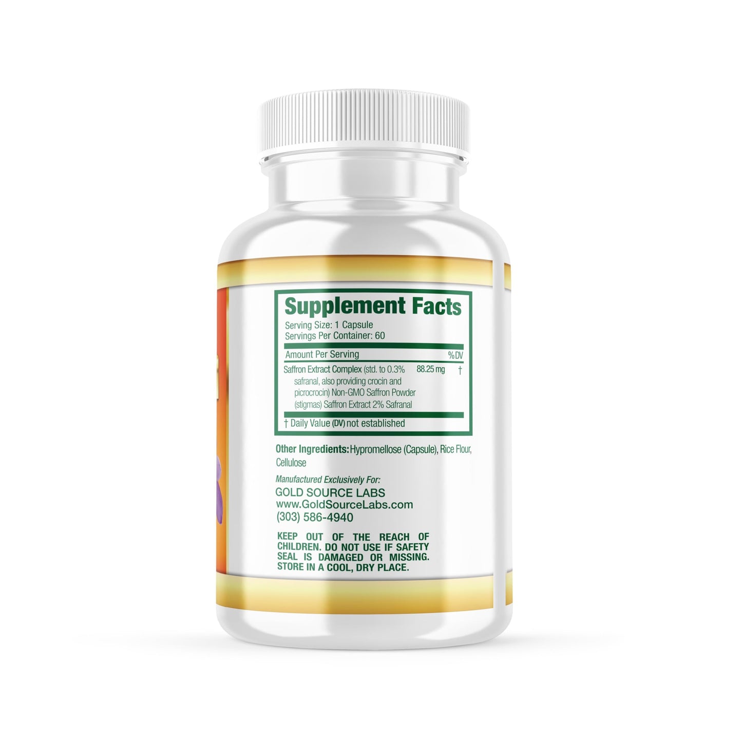 Saffron Extract Supplement - 88.25 mg Capsules with Standardized .3% Safranal Extract Plus Pure Saffron Powder, 60 Maximum Strength Vegetarian Pills - Premium Appetite and Eye Supplement