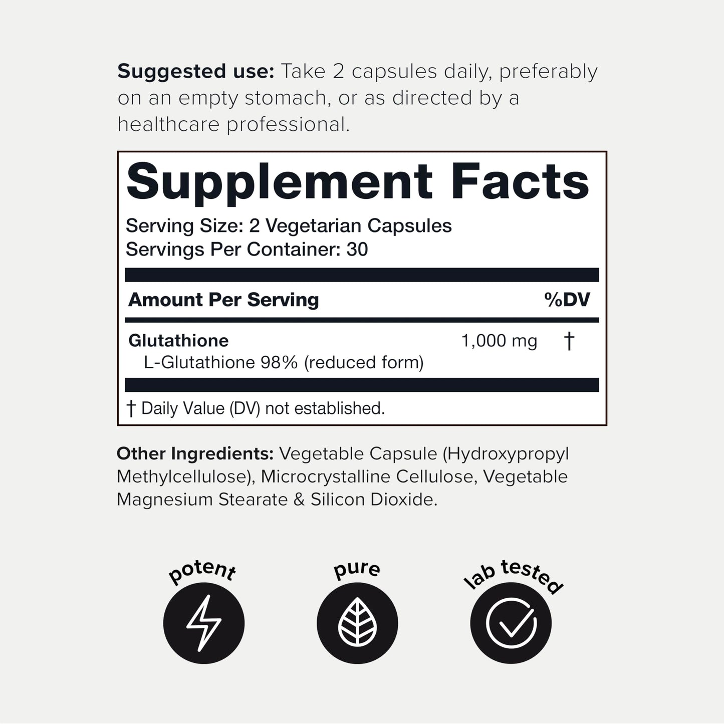 Toniiq Ultra High Strength Glutathione Capsules - 1000mg Concentrated Formula - 98%+ Highly Purified and Bioavailable - Non-GMO Fermentation - 60 Capsules Reduced Glutathione Supplement