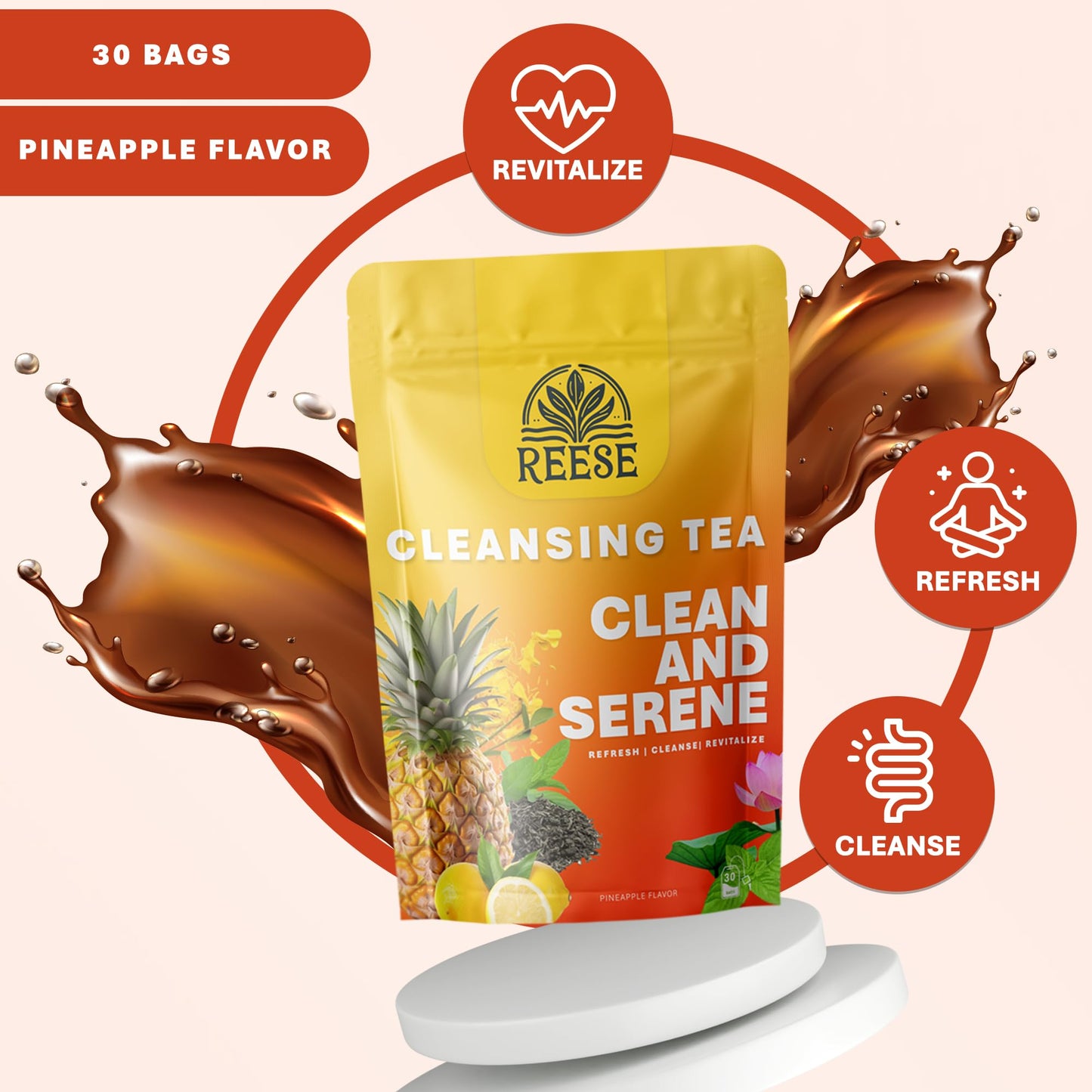 Cleansing Tea - Fiber Fuel - Probiotics and Enzymes for Health-Conscious Individuals - All Natural Premium Ingredients - 30 Bags