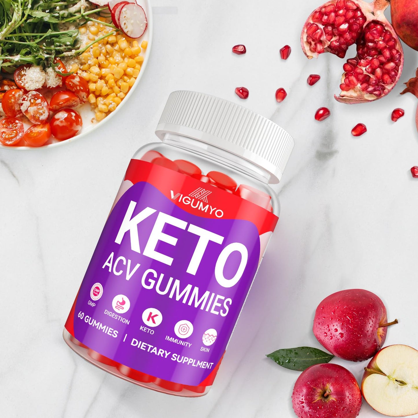 Keto ACV Gummies 1500mg Advanced Apple Cider Vinegar Gummies with B12, Boost Immue, Energy, and Digestive Health- Vegan, Gluten-Free