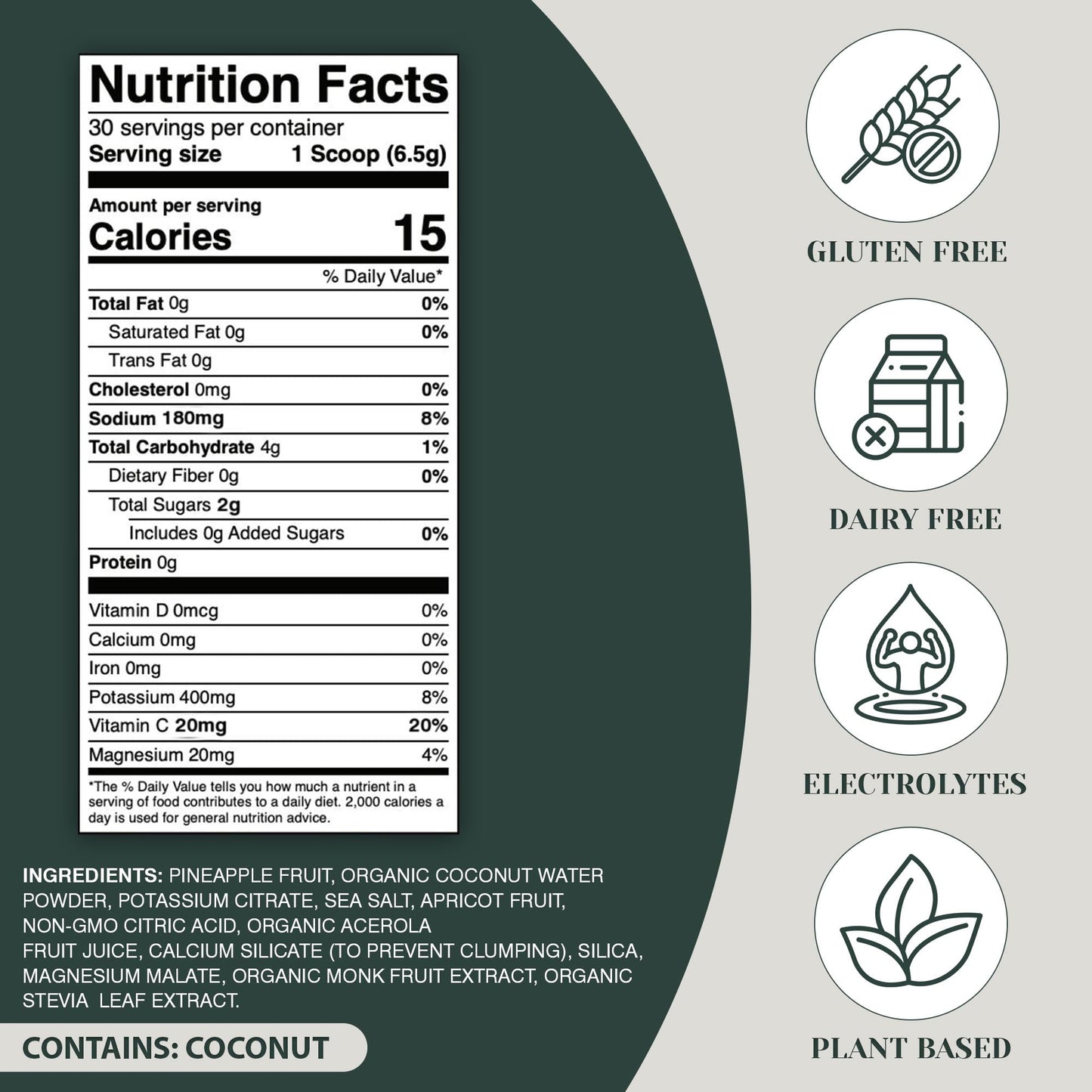 Rayvi Zero Sugar Electrolytes + Minerals Hydration Powder - Vegan, No Sugar and Artificial Additives - 1 Pack (30 Servings) - Electrolyte Powder Hydration Mix - (Passion Pineapple Flavor)