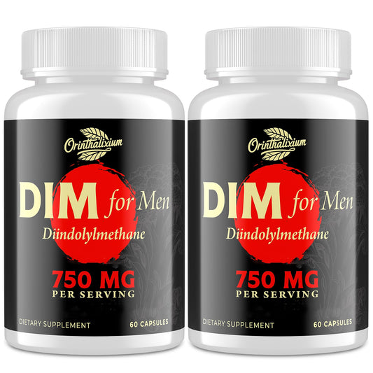 Orinthalixium DIM for Men 750MG - Hormone Balance, Estrogen Support for Men, DIM Supplement, Detox, Vitality & Fitness Performance-Chrysin & Black Pepper Extract, 60 Capsules (2 Bottle)