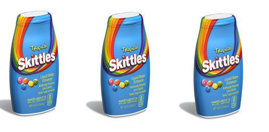 Skittles Liquid Water Enhancer  Tropical Pack of 3  Low Calorie Original Skittles Water Flavoring Drops