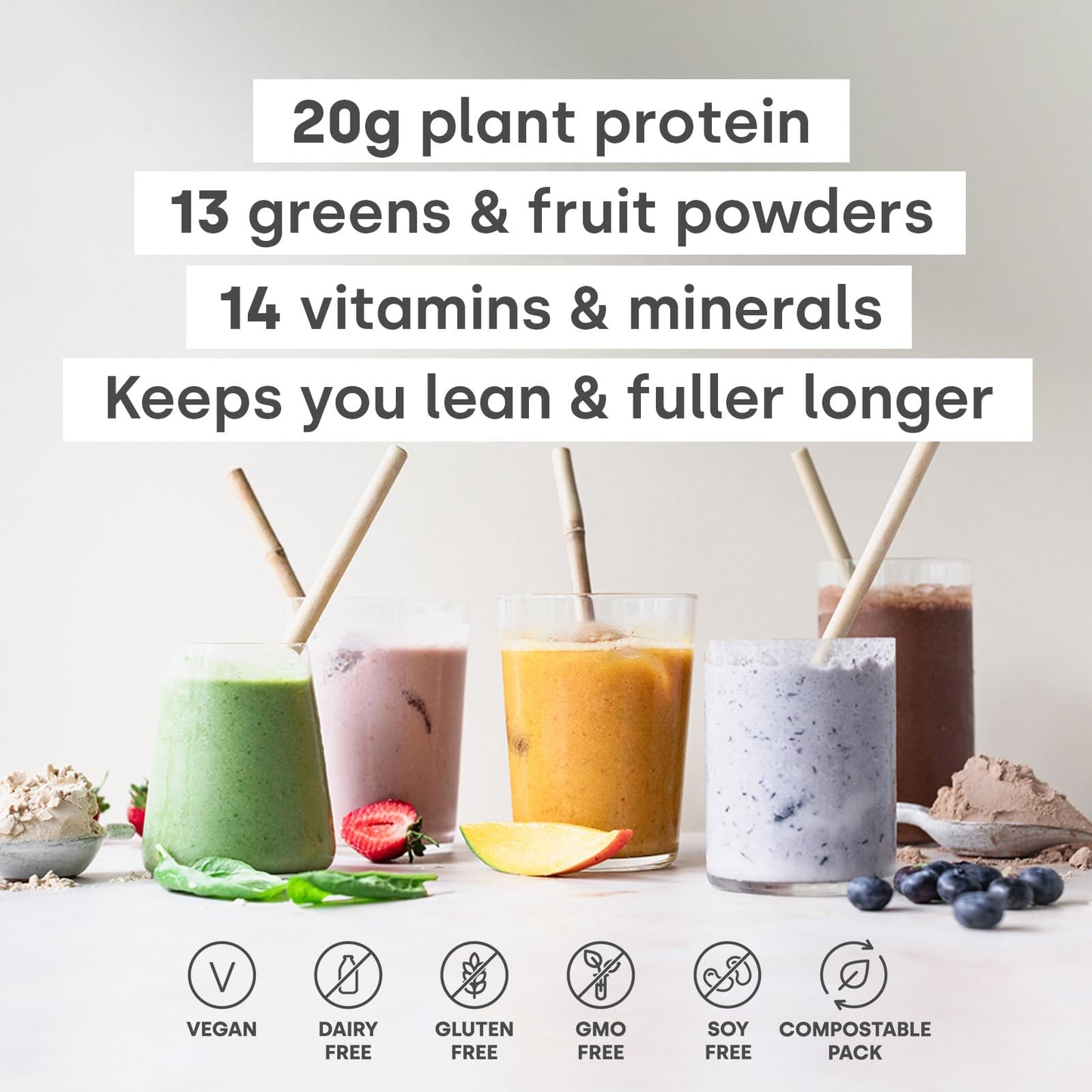 Form Superblend Protein - Vegan Protein Powder with Superfoods, Vitamins and Minerals - 20g of Plant Based Protein per Serving (Chocolate Peanut)
