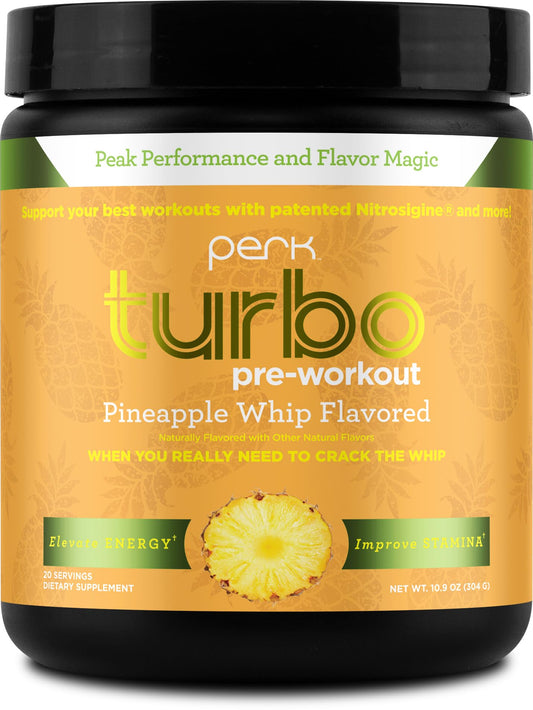 Perk Turbo Pre-Workout Pineapple Whip Flavored (20 Servings) - Gluten Free, Soy Free