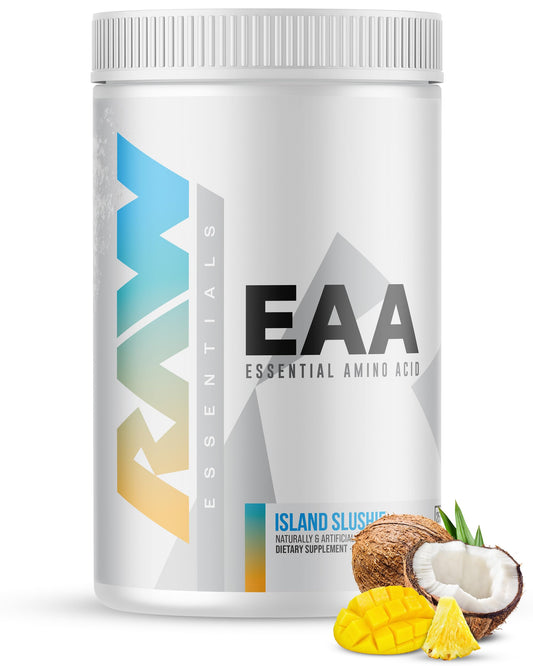 RAW EAA Amino Acids Powder, Island Slushie (25 Servings) - Pre Workout Amino Energy Powder for Strength, Endurance, Recovery & Lean Muscle Growth - BCAA Amino Acids Supplement for Men & Women