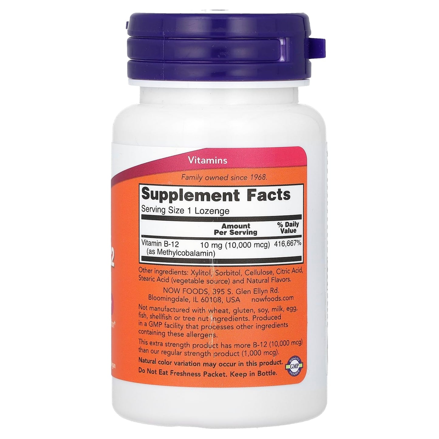 NOW Foods Supplements, Methyl B-12 (Methylcobalamin) 10,000 mcg, Nervous System Health*, 60 Lozenges