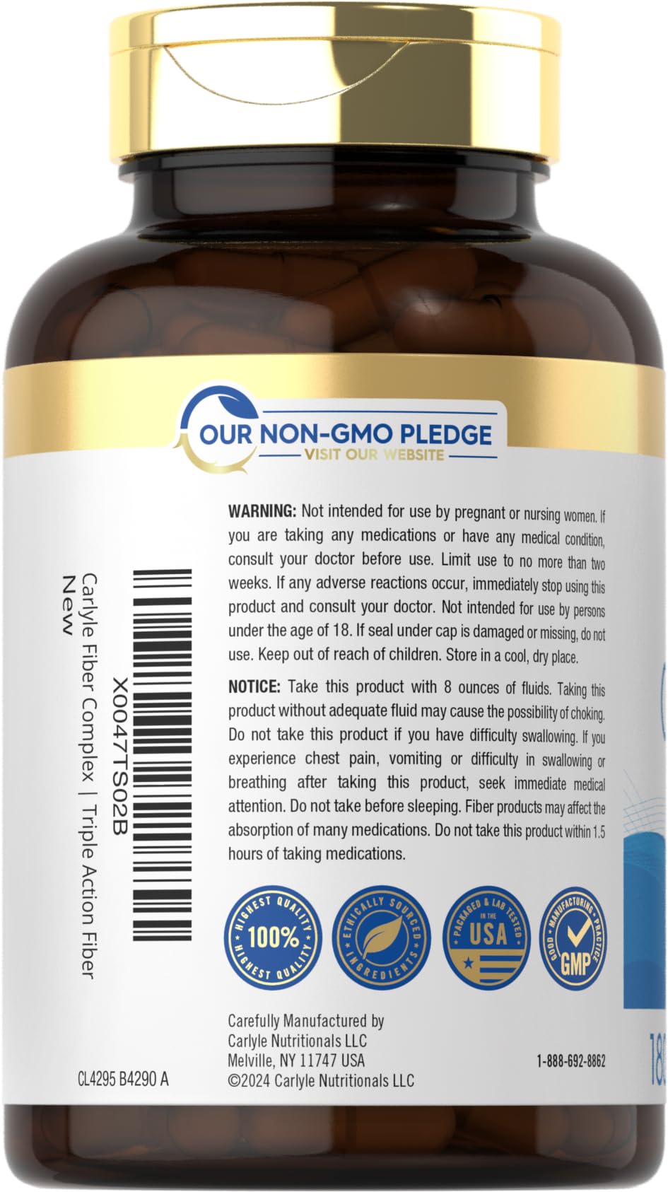Carlyle Fiber Complex | 180 Capsules | Non-GMO Supplement | Triple Action Fiber