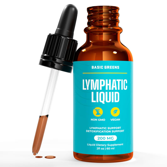 BASIC GREENS Lymphatic Support Liquid - Natural Immune Booster for Lymphatic Drainage, Fluid Balance, and Daily Cleanse, Easy - Absorb Liquid Formula for Wellness Support, 2 Fl Oz