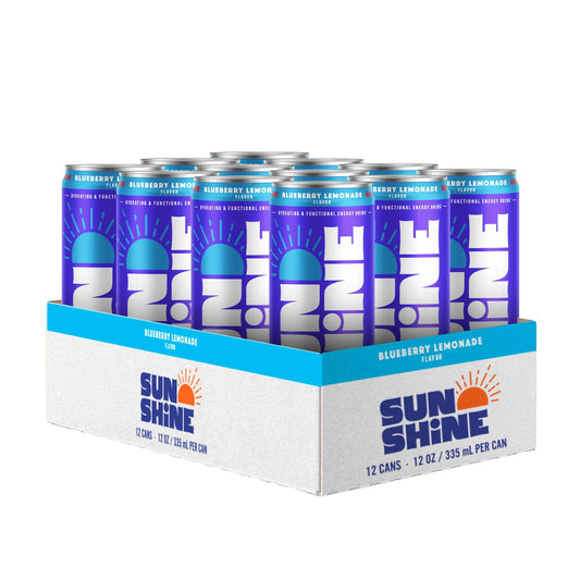 Sunshine Beverages Sparkling Energy Drink Blueberry Lemonade Caffeine Vitamin Water Coffee Alternative Healthy Energy Drinks Clean Energy Drink Bubbly Low Calorie Healthy Drinks 12 oz Pack of 12