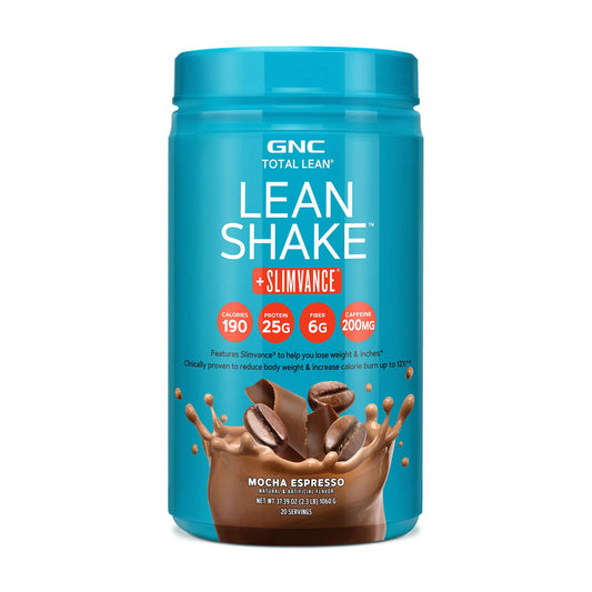 GNC Total Lean | Lean Shake + Slimvance | Weight Loss Protein Powder with 200mg of Caffeine | Mocha Espresso | 20 Servings