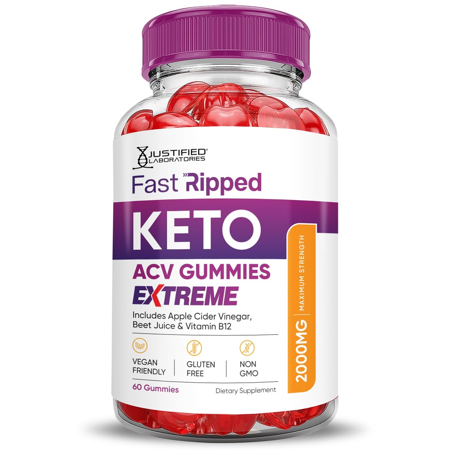 Fast Ripped Keto ACV Gummies Extreme 2000MG Fast Ripped Keto Gummies Apple Cider Vinegar Formulated with Pomegranate Beet Juice Powder B12 Vegan Non GMO 60 Gummys