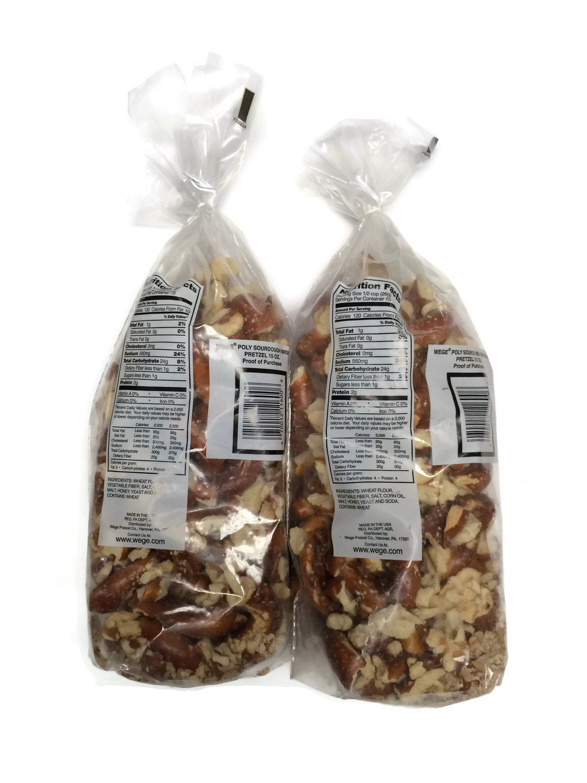 Wege Sourdough Broken Pretzels 15 Oz Bags Pack of 2
