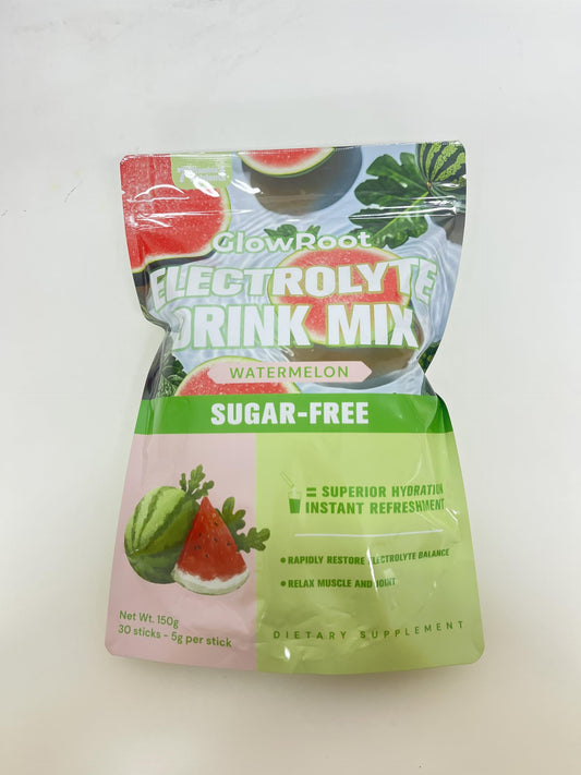 GlowRoot Daily Electrolyte Drink - Watermelon Flavor, 30 Stickpacks * 5g- Hydration Packets with 7 Electrolytes & Minerals - Non- GMO, Keto Friendly, & Sugar-Free Electrolyte Powder - 150g